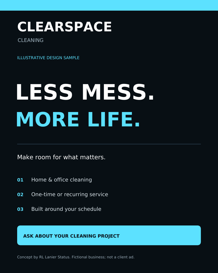 Cleaning service promotion — illustrative sample
