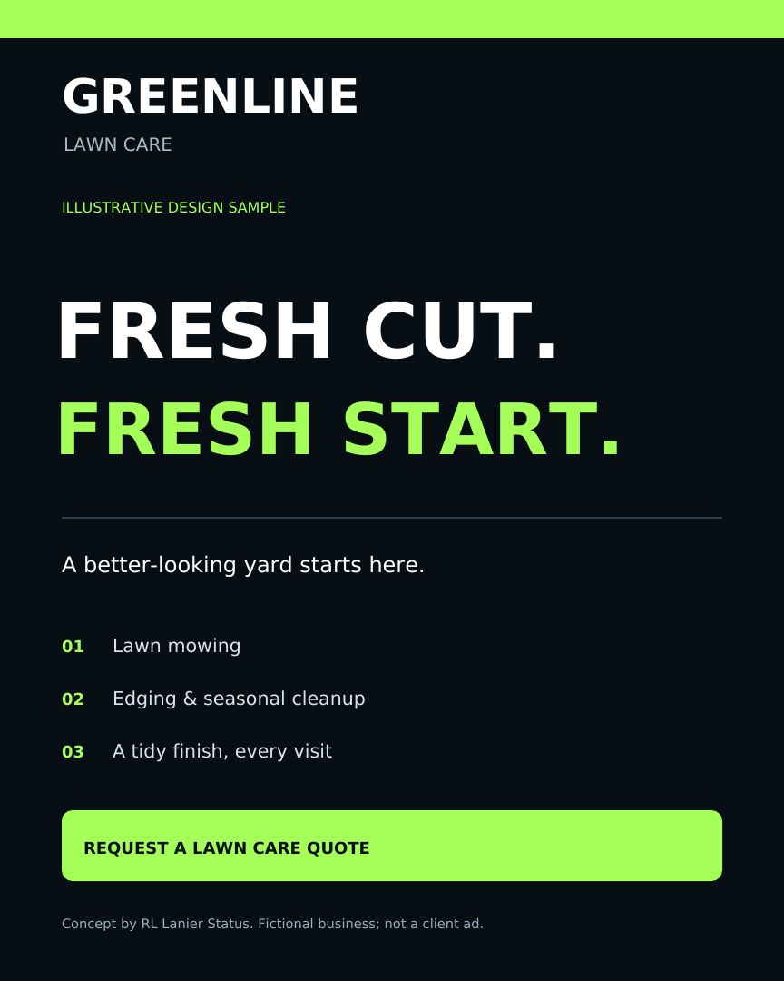 Lawn care promotion — illustrative sample